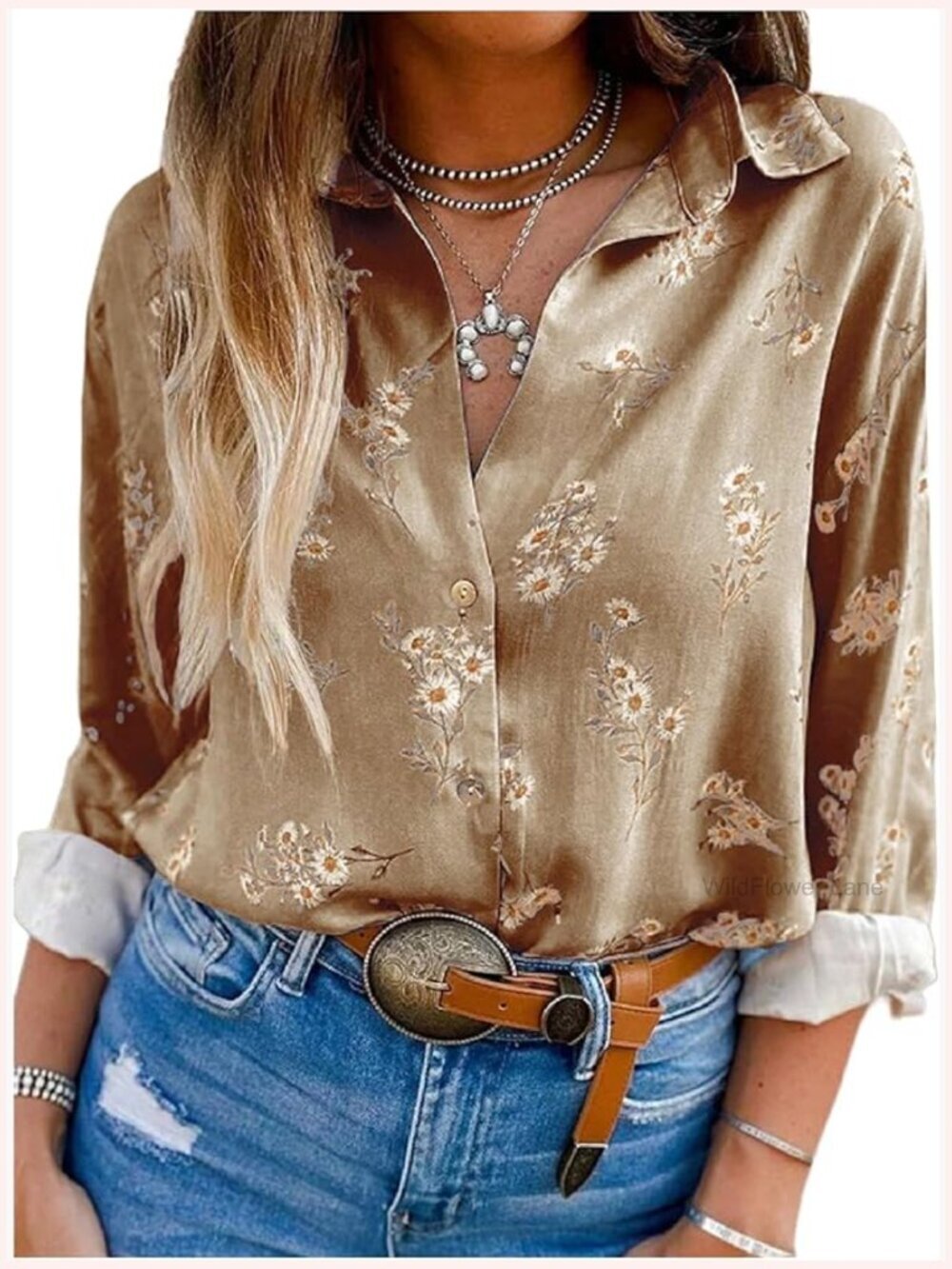 Floral Button Down Shirt Long Sleeve Casual Blouse